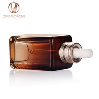 30ml 50ml 75ml 100ml clear amber square glass dropper bottle serum oil skincare cosmetic packaging