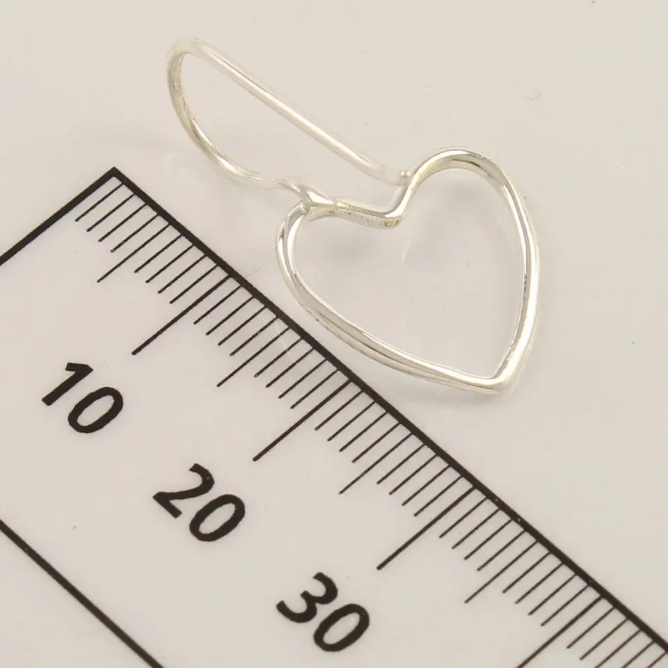 925 Sterling Silver Handmade Heart Shape Simple Pretty Earrings
