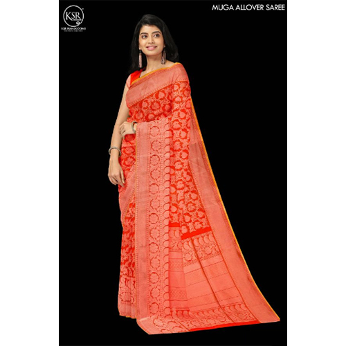 Red Muga Allover Sarees