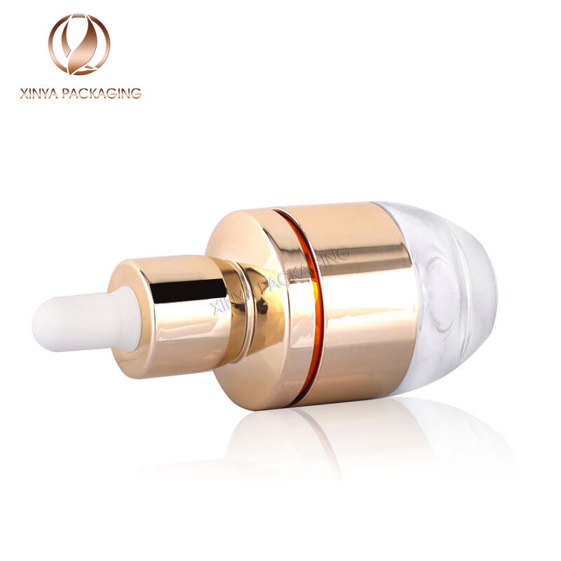 30ml 50ml gold cap clear glass dropper bottle serum oil skincare cosmetic packaging