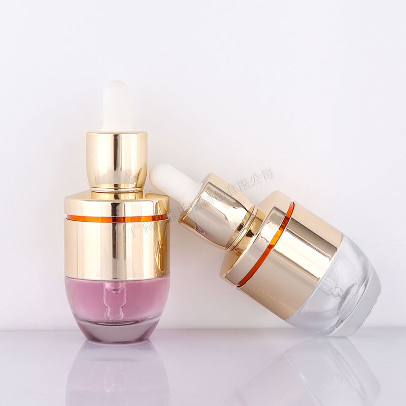 30ml 50ml gold cap clear glass dropper bottle serum oil skincare cosmetic packaging