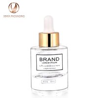 30ml 50ml round flat shoulder clear glass Dropper Bottle serum essential oil foundation skincare cosmetic packaging