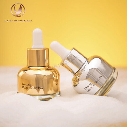 20ml 30ml 40ml 50ml 60ml silver gold cap clear dropper glass bottle serum oil cosmetic packaging