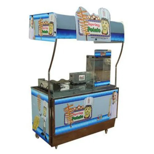 Silver-Blue 4 Feet Food Kart Simple Kiosk