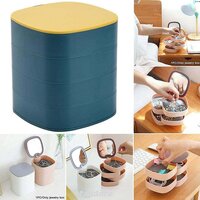 4 Layers Jewellery Box 360 Degree Rotating Jewelry Box Jewelry and Earring Organizer Box with Mirror Accessory Storage Box (Multicolor) (4023)