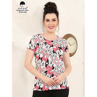 Different Colours Available Ladies Printed T-Shirt