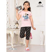 Different Colours Available Girls Printed Capri Set