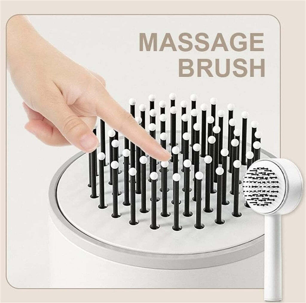 Air Cushion Massage Brush Airbag Massage Comb with Long Handle Self-Cleaning Hair Brush Detangling Anti-Static for All Hair (6034)