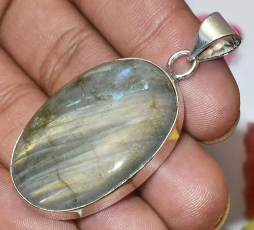 925 Sterling Silver Handcrafted Labradorite Oval Black Rainbow Moonstone Pendants