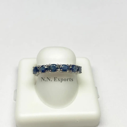 925 Sterling Silver Attractive Blue Sapphire Ring