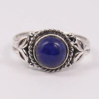 925 Sterling Silver Beautiful Real Blue Lapis Lazuli Ring