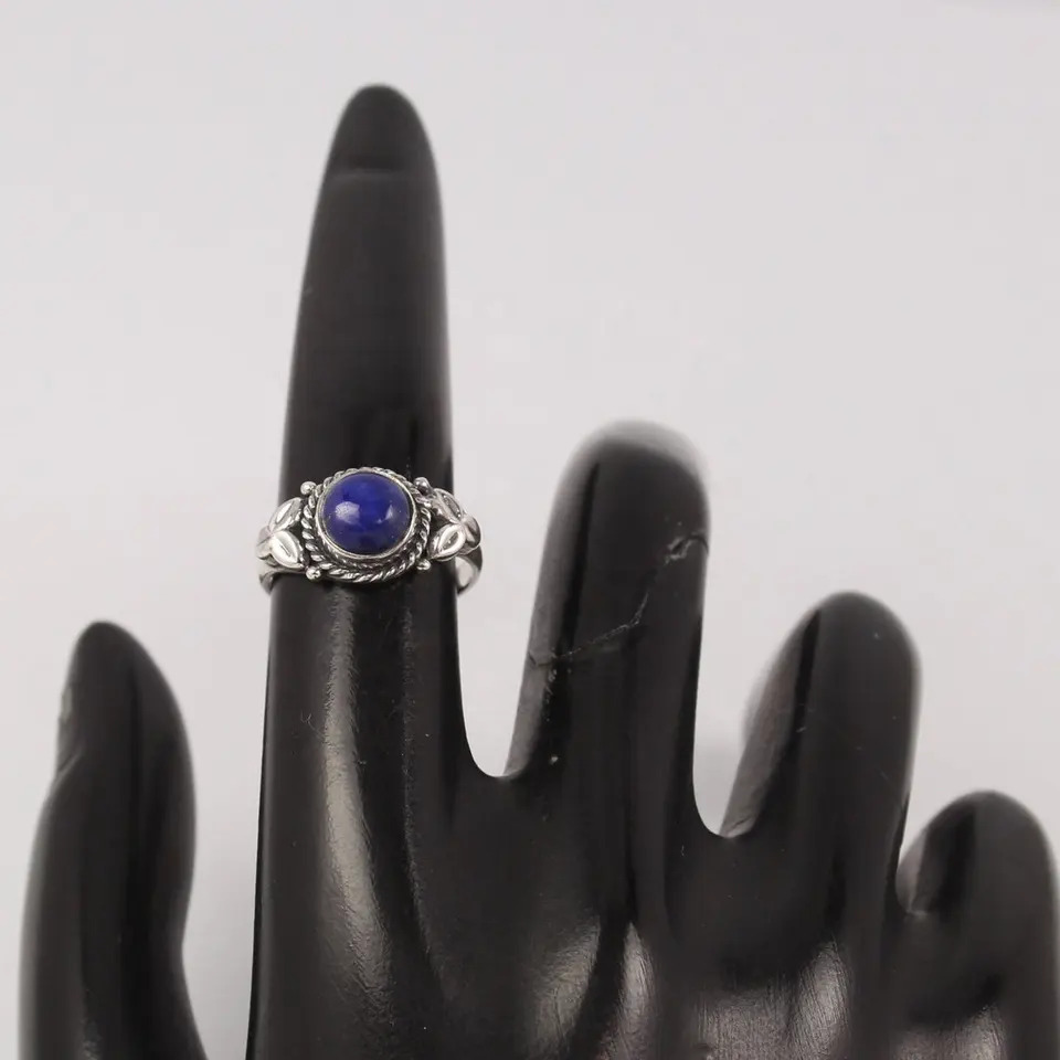 925 Sterling Silver Beautiful Real Blue Lapis Lazuli Ring