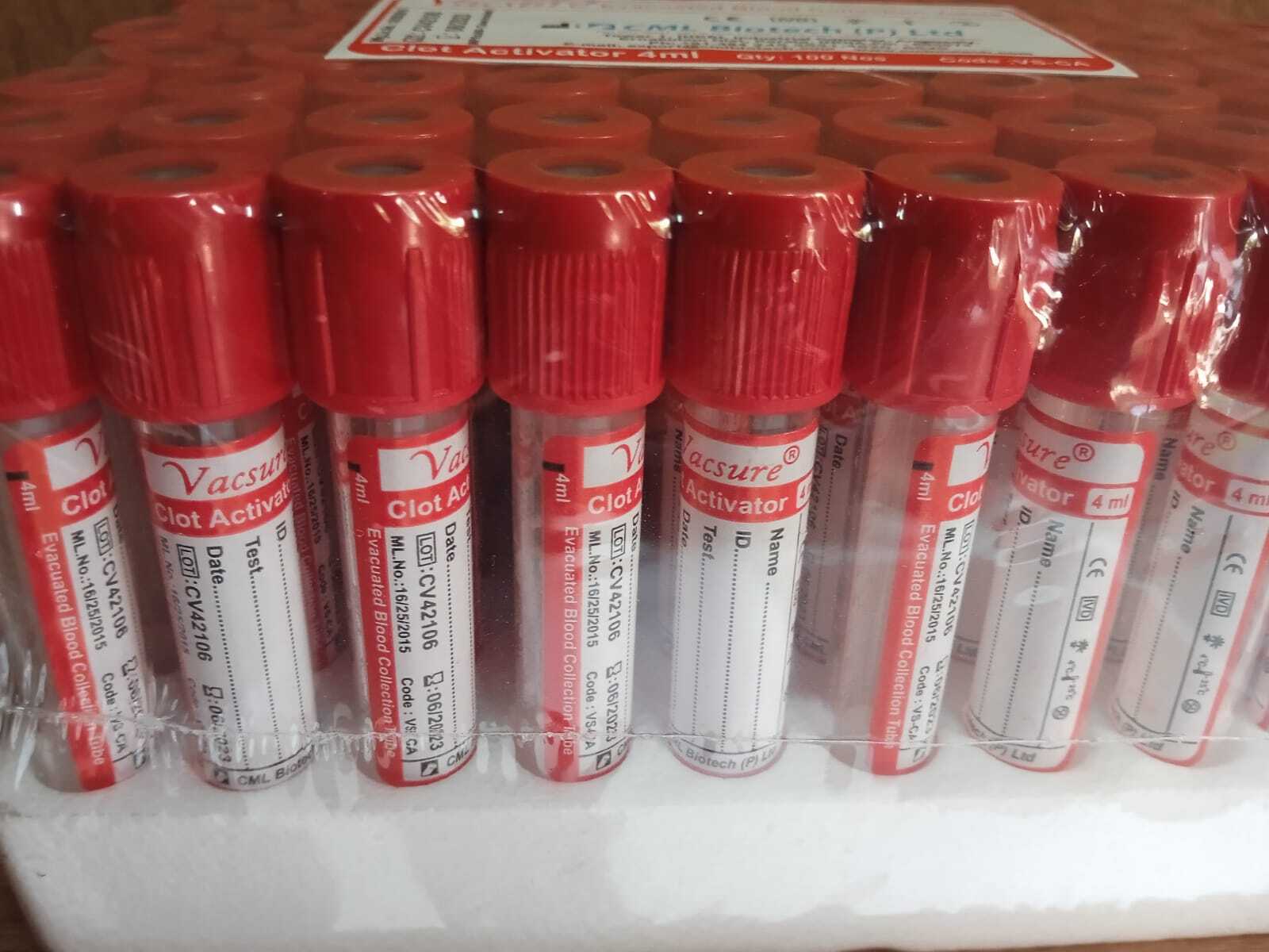 PLAIN CLOT ACTIVATOR TUBES