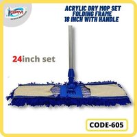 24inch Acrylic Dry Mop Set - High Quality Acrylic, 24-inch Wide Mop Head , Lightweight Design With Telescopic Handle & Machine Washable Pads