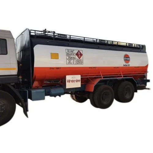 White-Blue-Orange Diesel Storage Tank