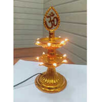 Golden Stand Pooja Diya - Iron, 10 Inch Round | Golden Finish for Enhanced Aesthetic Value, Perfect for Rituals