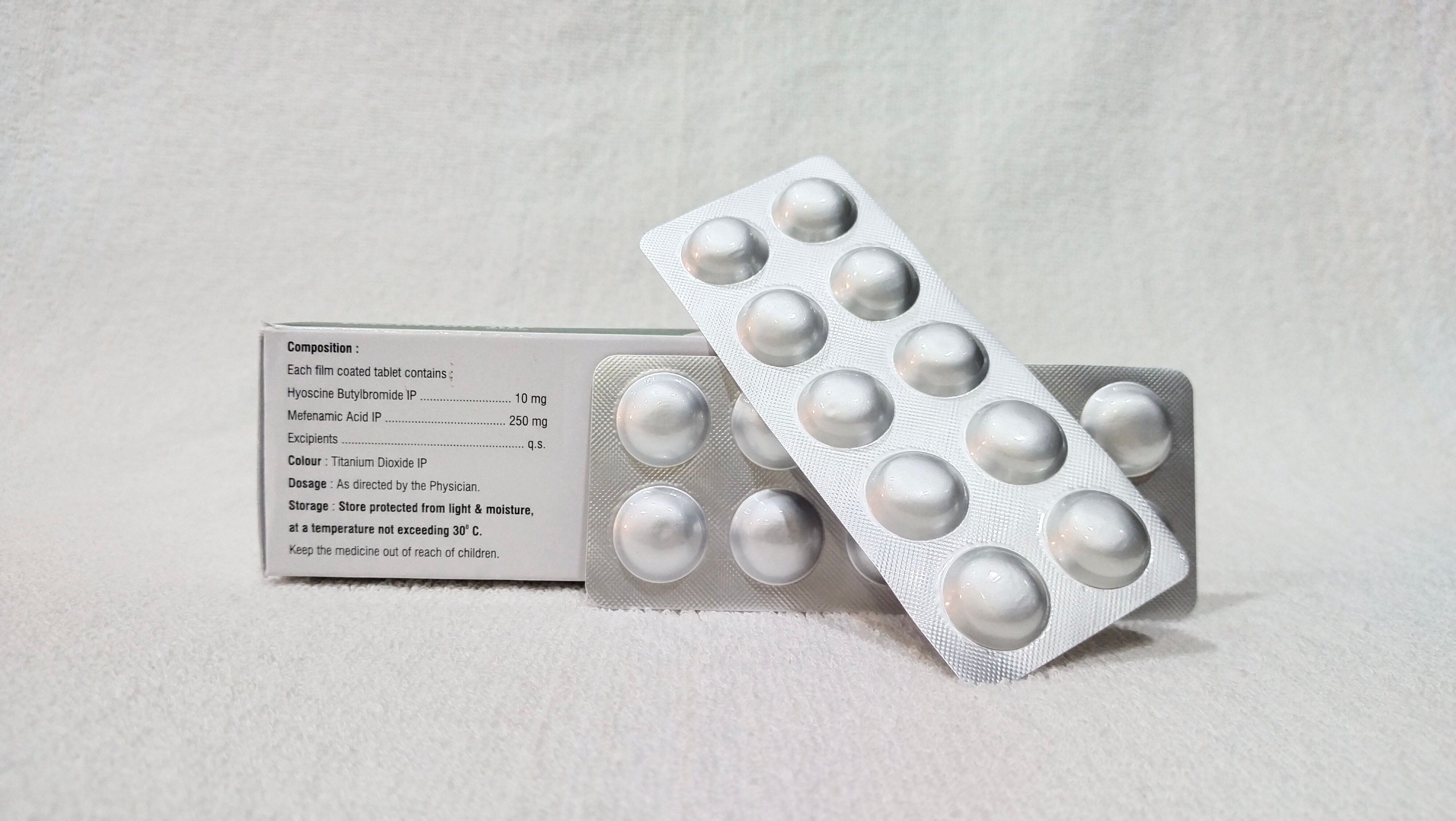 HYOSCAINE BUTYLBROMIDE 10 MG MEFENAMIC ACID 250 MG TAB