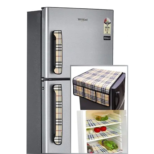 Fridge Trio Combo Cover - Printed Finish, Multicolor Design | Perfect Household Application for Fridge Protection and Style