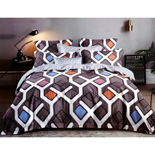 Double Bed Sheets - 100% Cotton, Full Size, Multicolor Printed | Washable for Home and Hotel Use