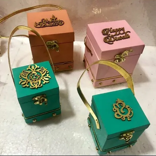Glossy Lamination Designer Square Shape Mdf Boxes