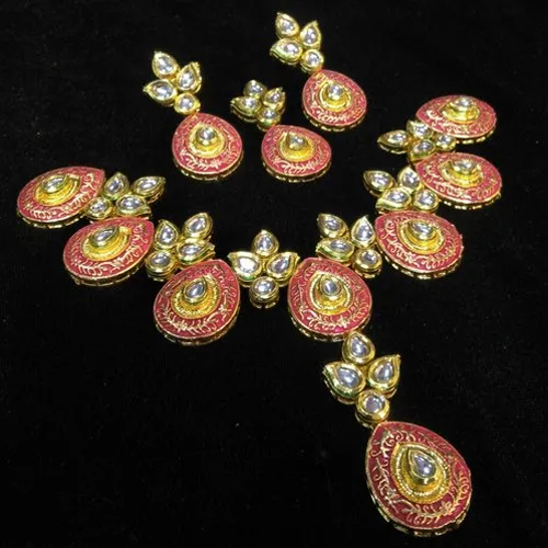 Golden-Red Artificial Kundan Necklaces