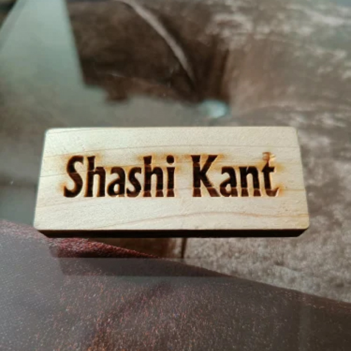 Wooden Name Badge - Light Brown Rectangle Design | Customizable Emblem for Professional Identification, Perfect for Offices and Hospitality