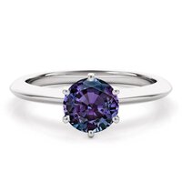 925 Sterling Silver Attractive Lab Created Alexandrite Engagement Ring