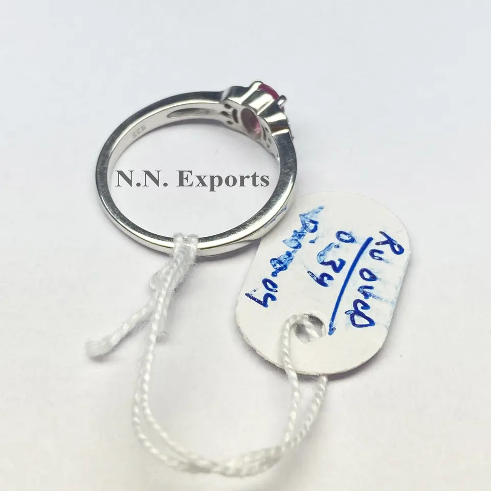 925 Sterling Silver Unique Ruby And Diamond Ring