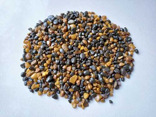 Mmart Special Color Coated 3-6 Mm Round Smooth Yellow And Black Mix Colour Coated Stone For Construction Decoration Used At Low Price - Artificial Stone Type: Solid Surface