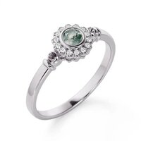925 Sterling Silver Lab Created Moss Agate Ring Gender: Women