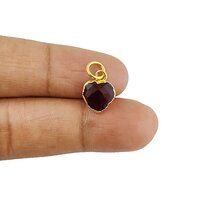 Garnet Gemstone Heart Shape Faceted Gold Electroplated 10mm Charm