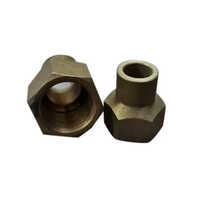 2 Inch Brass Flare Nut - 1/2 Inch Hexagonal Threaded Pipe Fitting | Golden Color, High Quality, Powder Coated Surface, Round Head Type