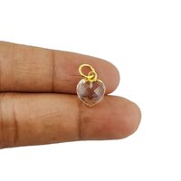 Crystal Quartz Gemstone Heart Shape Faceted Gold Electroplated 10mm Charm