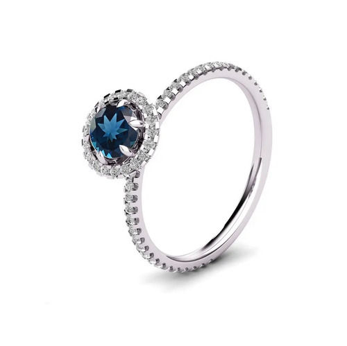 925 Sterling Silver Beautiful Natural London Blue Topaz Ring