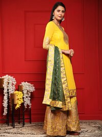 Yellow Georgette Plazzo Suit