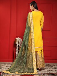 Yellow Georgette Plazzo Suit