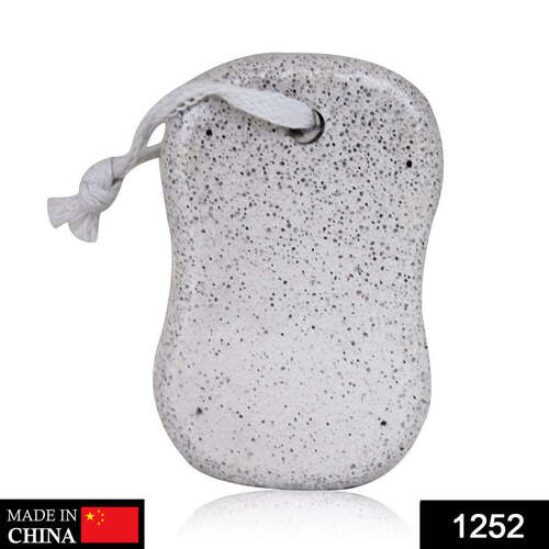 Oval Shape Stone Foot Heel Scrubber For Unisex Foot Scrubber Stone (1252) - Natural Lava, 200 Grams, Grey/White | Efficient Exfoliation, Easy Handling with Rope