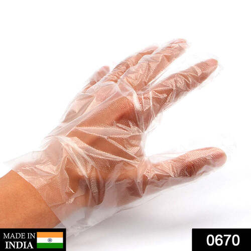 Plastic Transparent Disposable Clear Gloves (Transparent) (100Pc) (0670)