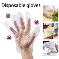 Plastic Transparent Disposable Clear Gloves (Transparent) (100Pc) (0670)