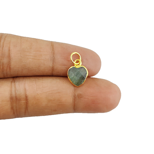 Labradorite Gemstone Heart Shape Faceted Gold Electroplated 10mm Charm