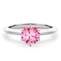 925 Sterling Silver Beautiful Lab Created Round Pink Spinel Minimalist Ring
