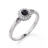 925 Sterling Silver Beautiful Natural Black Onyx Engagement Ring