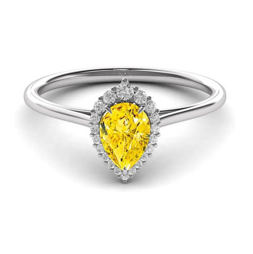 925 Sterling Silver Lab Created Yellow Moissanite Ring