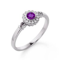 925 Sterling Beautiful Natural Purple Amethyst Bridal Ring