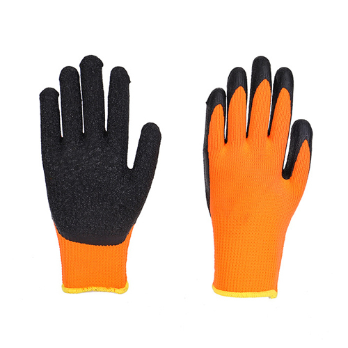 Orange And Grey Foam Coated Gloves