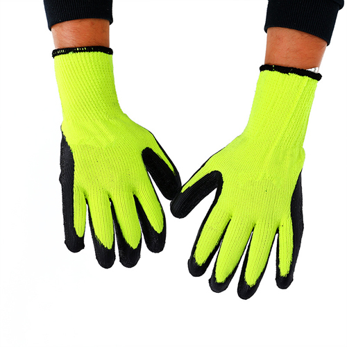 Green And Black Foam Coated Gloves