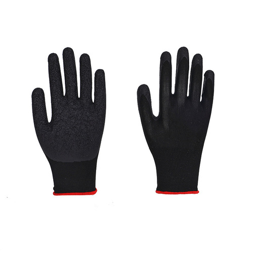 Latex Coated Black Gloves