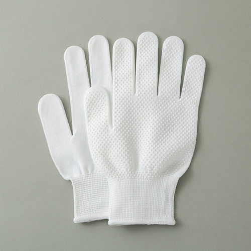 White PVC Dotted Gloves