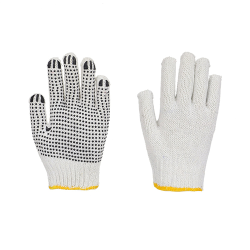 Grey And White PVC Dotted Gloves