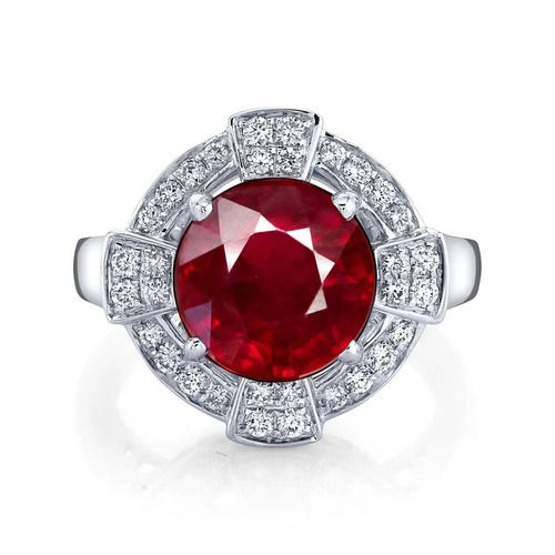 925 Sterling Silver Beautiful Lab Created Red Ruby Proposal Ring